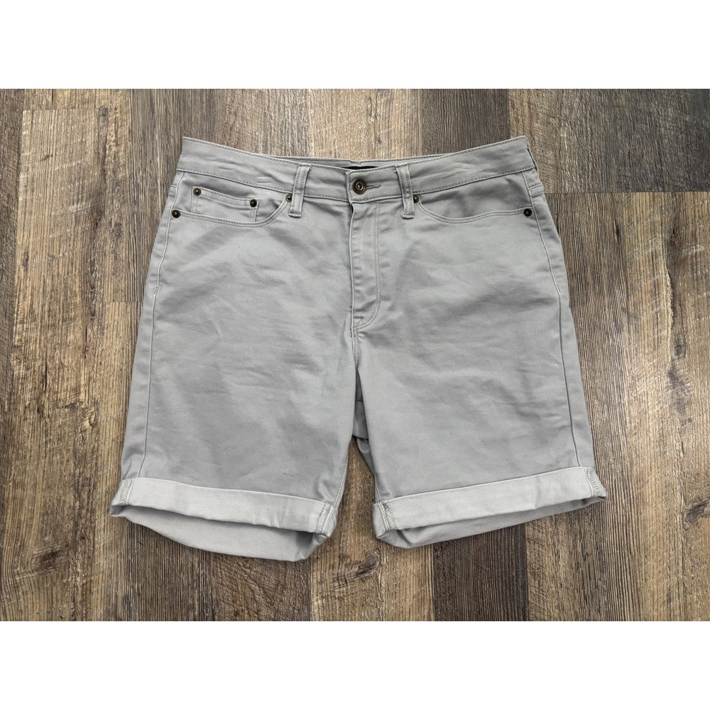 DKNY Jeans Womens Size 12 Gray Cuffed Chino Shorts Stretch Cotton Blend Casual